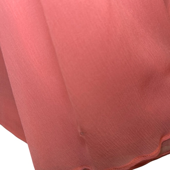 Retro Vintage 60s Coral Chiffon Draped Neckline Dress – Elegant Sleeveless Small - Picture 15 of 15